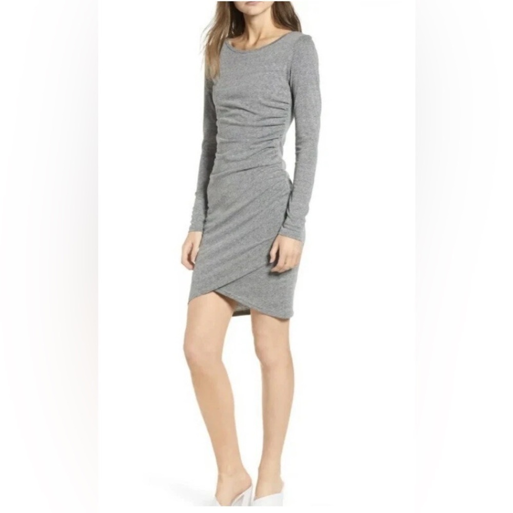 Leith Heather Gray Long Sleeve Dress
